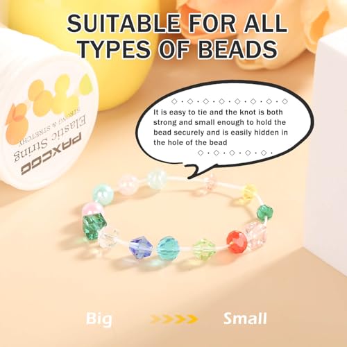 Paxcoo 1.4 mm Elastic Bracelet String Cord, White Stretch Bead Cord for Bracelet Making