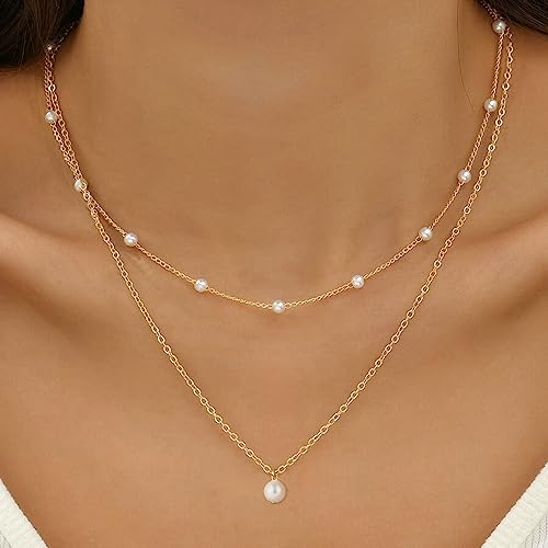 Gold Layered Pearl Necklaces: Dainty & Trendy Jewelry