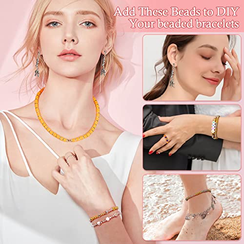 2160 Pieces Gold Spacer Beads Set, Assorted Round Star Gold Beads for Bracelet Jewelry Making(Gold, Sliver, Rose Gold, KC Gold)