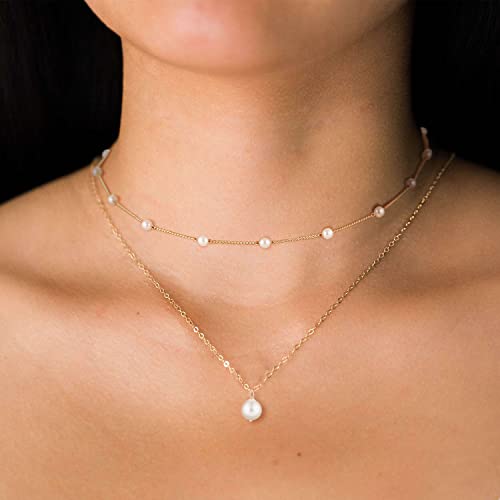 Gold Layered Pearl Necklaces: Dainty & Trendy Jewelry