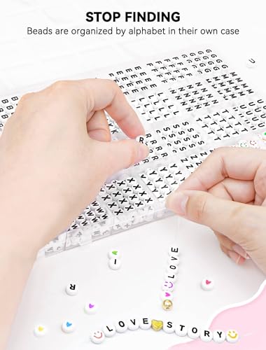 ARTDOT 1400 PCS Letter Beads, 28 Styles Friendship Bracelets Assorted Alphabet Beads Preppy Beads Jewelry Making Kit with Beads Case for Teen Girl Gifts Ages 6 7 8 9 10 11 12