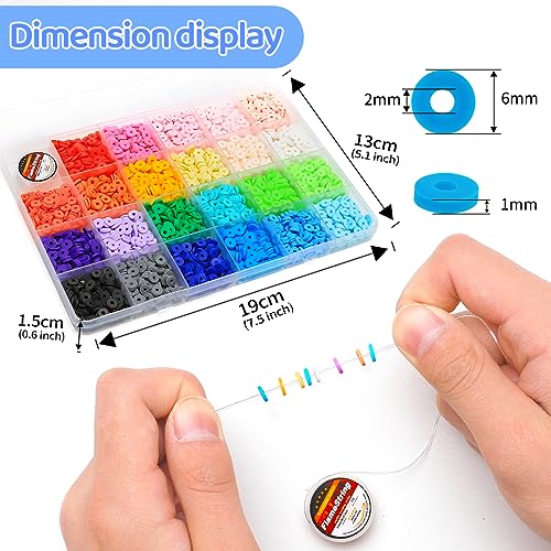Bundooraking Clay Beads, 3000 pcs Polymer Clay Beads for Bracelets Making, heishi Beads for Bracelets, Clay Bead Bracelet kit, Flat Beads.