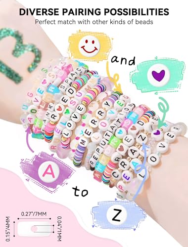 ARTDOT 1400 PCS Letter Beads, 28 Styles Friendship Bracelets Assorted Alphabet Beads Preppy Beads Jewelry Making Kit with Beads Case for Teen Girl Gifts Ages 6 7 8 9 10 11 12