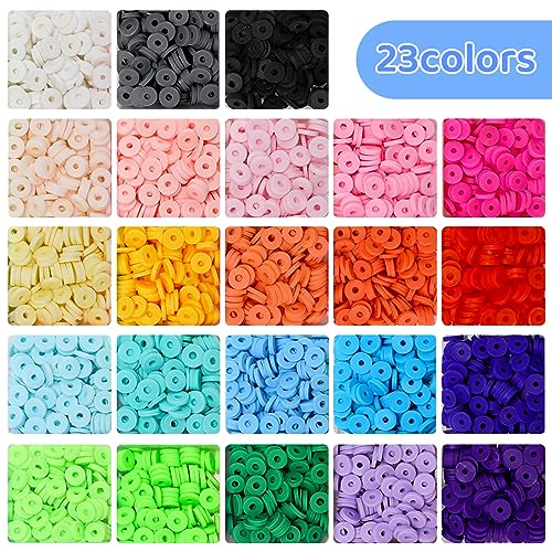 Bundooraking Clay Beads, 3000 pcs Polymer Clay Beads for Bracelets Making, heishi Beads for Bracelets, Clay Bead Bracelet kit, Flat Beads.