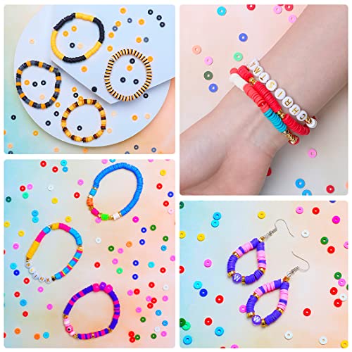 Bundooraking Clay Beads, 3000 pcs Polymer Clay Beads for Bracelets Making, heishi Beads for Bracelets, Clay Bead Bracelet kit, Flat Beads.