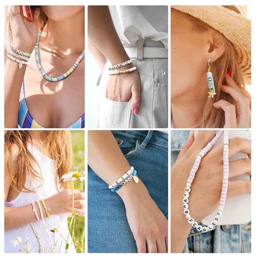LZOUOWO 5300 Clay Beads Bracelet Making Aesthetic Kit, Polymer Heishi Preppy Letter Beads for Friendship Bracelet, Pearl Disc Beads Charms for Jewelry Making, DIY Creative Gift for Girls 8-12 Teens