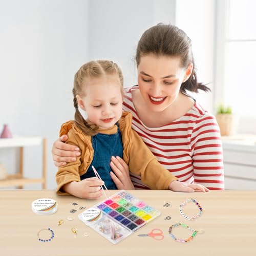 Ybxjges Clay Beads Bracelet Making Kit, 3800Pcs Polymer Flat Beads for Jewelry Making Heishi Beads for Friendship Bracelet Kit with Charm Kit for DIY Crafts Gifts for Girls