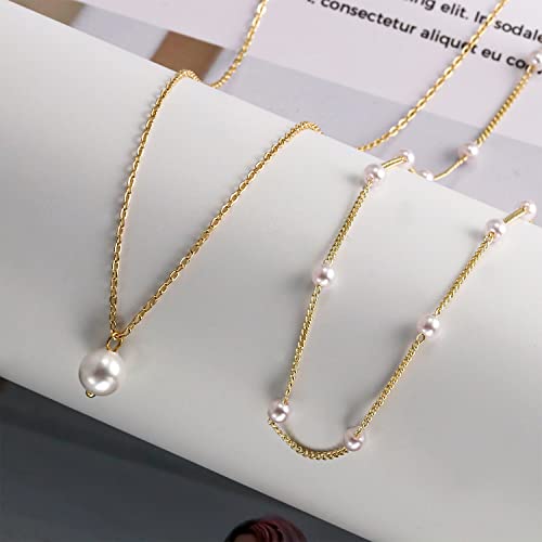 Gold Layered Pearl Necklaces: Dainty & Trendy Jewelry