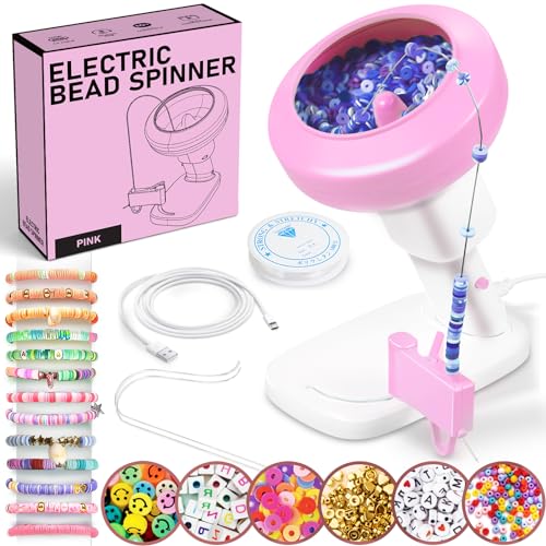 Electric Bead Spinner for Bracelet Making Kit - Clay Bead Bracelet Kit Essentials, Bead Spinner Needles Included, Easy Friendship Jewelry Bracelet Making, Applicable for Different Kind of Beads