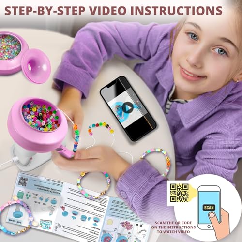 Electric Bead Spinner for Bracelet Making Kit - Clay Bead Bracelet Kit Essentials, Bead Spinner Needles Included, Easy Friendship Jewelry Bracelet Making, Applicable for Different Kind of Beads