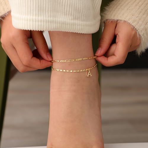 Personalized Gold Anklets for Women - Dainty Layered Style