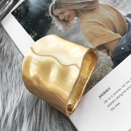 YBMYCM Wide Cuff Chunky Gold Bracelets for Women Open Cuff Bangles Adjustable Wrist Cuff Bracelets for Women as Gifts