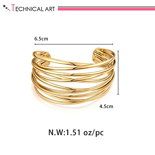 LILIE&WHITE Gold Cuff Bangle Bracelet For Women Gold Line Web Cuff Bracelet Chunky Gold Cuffs Cute Bangle Bracelet
