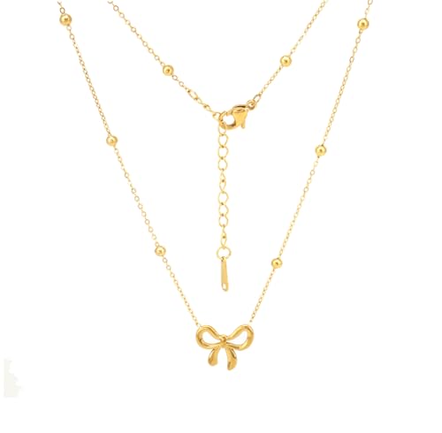 Gold Bow Choker Necklace for Women and Girls
