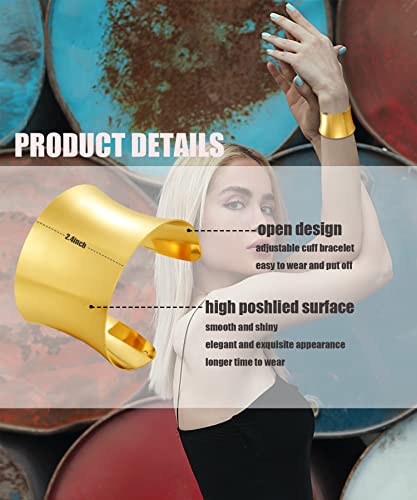 BOMAIL 2 Pcs Cuff Bangle Bracelet Set for Women Open Wide Wire Bracelets Gold Wrist Cuff Wrap Bracelet Adjustable