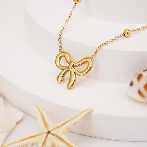 SUNNYOUTH Gold Bow Choker Necklace Fashion Jewelry Gift