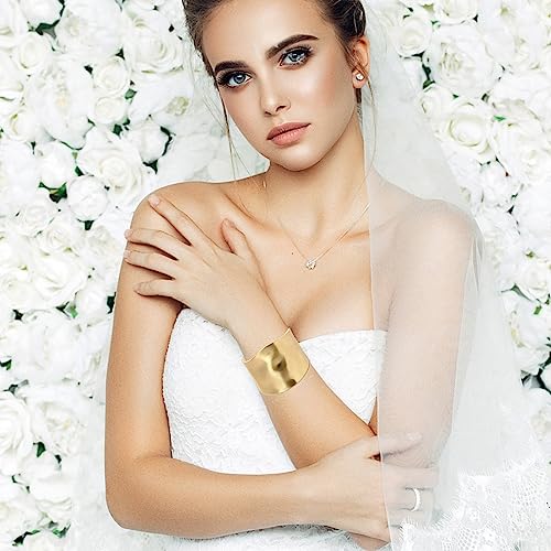 CASDAN 1 PCS Gold Cuff Bracelets for Women Trendy Wide Chunky Bangle Bracelets for Women Hinge Gold Plated Frosted Bracelets Fashion Irregular Wrist Cuff Wrap Bracelet