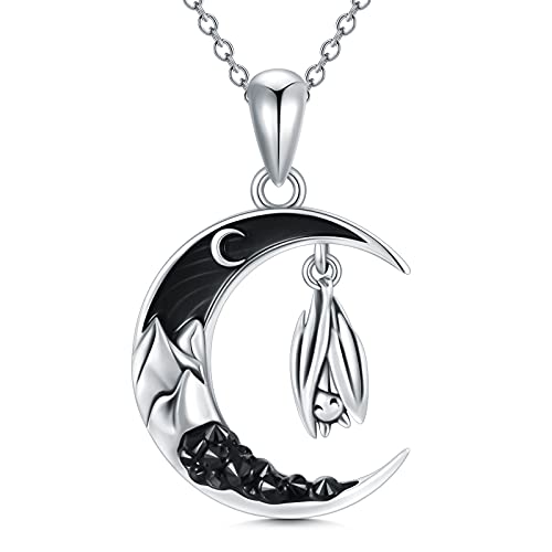 Gothic Crescent Moon Necklace Handmade Sterling Silver Jewelry