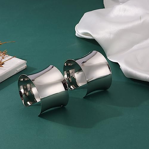 WAINIS 2 Pcs Silver Cuff Bangle Bracelet for Women Open Wide Bracelets Wrist Cuff Wrap Adjustable Bracelet Jewelry Gift B