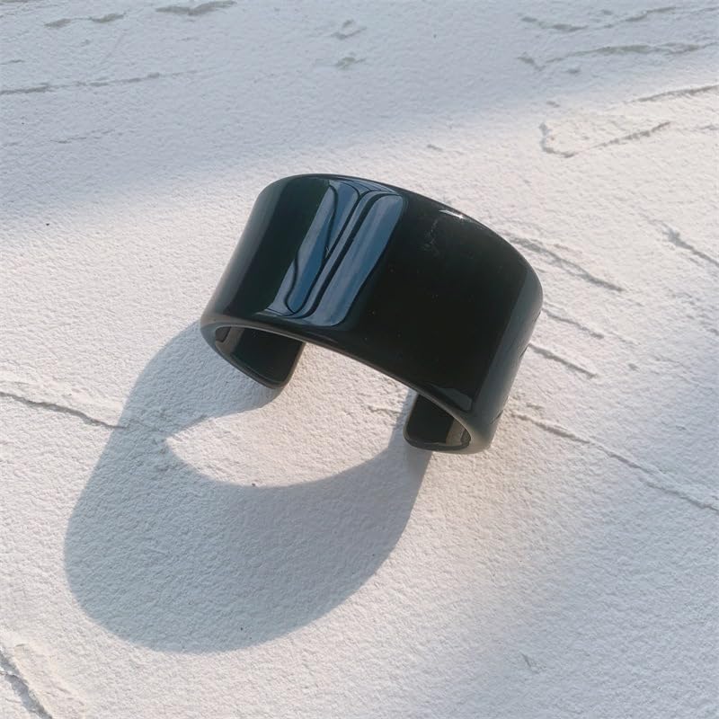 Fuqimanman2020 Acrylic Open Cuff Bangle Colorful Simple Geometric Transparent Resin Bracelet Jewelry-Black