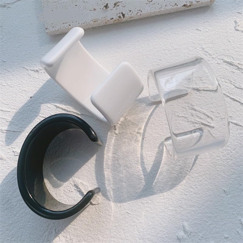 Fuqimanman2020 Acrylic Open Cuff Bangle Colorful Simple Geometric Transparent Resin Bracelet Jewelry-Black