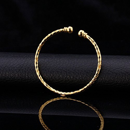 U7 Simple Cuff Bracelet 18K Gold Platinum Plated Fine Bangle Bracelet Fashion Jewelry for Women