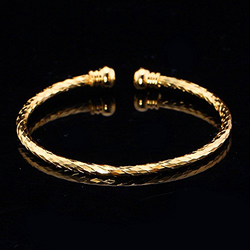 U7 Simple Cuff Bracelet 18K Gold Platinum Plated Fine Bangle Bracelet Fashion Jewelry for Women