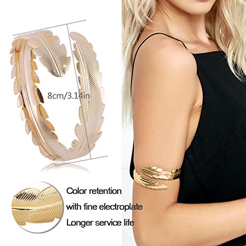 RIOSO 6 Pieces Arm Cuff Upper Arm Band Cuff Bracelet Bangle for Women Silver Gold Adjustable Armband Set