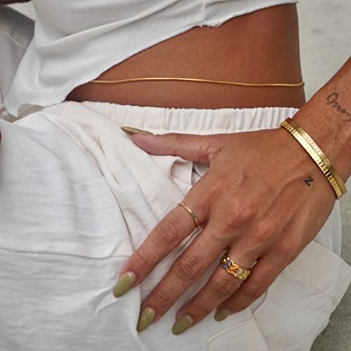 PEARLADA 18k Gold Open Bangle Bracelet, Square Cuff Bracelet Adjustable, Stackable Bracelets for Women Trendy