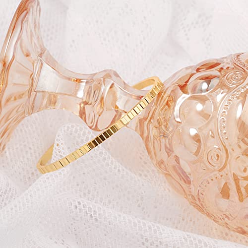 PEARLADA 18k Gold Open Bangle Bracelet, Square Cuff Bracelet Adjustable, Stackable Bracelets for Women Trendy