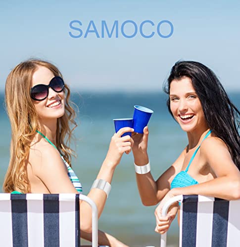 SAMOCO 2Pcs Cuff Bangle Bracelet for Women Gold Cuff Bracelets Open Wide Wire Bracelets Adjustable Tone Wrist Cuff Wrap Bracelet(C,Silver)