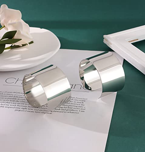 SAMOCO 2Pcs Cuff Bangle Bracelet for Women Gold Cuff Bracelets Open Wide Wire Bracelets Adjustable Tone Wrist Cuff Wrap Bracelet(C,Silver)