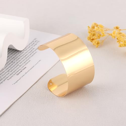 CASDAN 2Pcs Cuff Bangle Bracelet for Women Open Wide Wire Bracelets Gold and Silver Adjustable Open Statement Bangles Wrist Cuff Wrap Bracelet Jewelry Gift