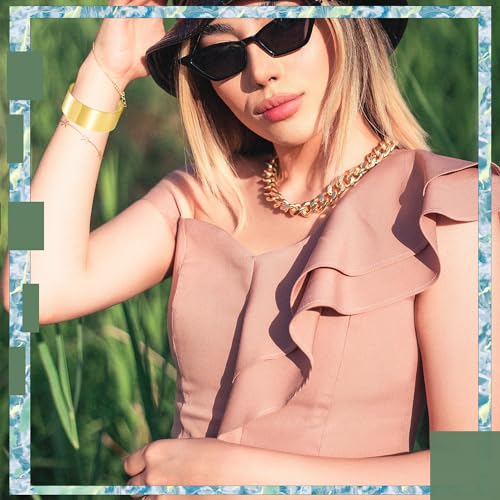 BOMAIL 2PCS Cuff Bangle Bracelets for Women - 14k Gold Plated Adjustable Open Statement Wide Bangles Gold Sliver Wrist Cuff Wrap Bracelets Jewelry Gift