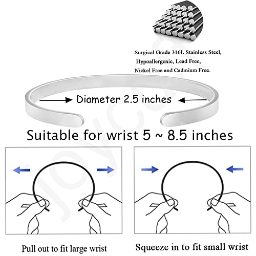 JoycuFF Mothers Day Gifts, Birthday Gifts for Mom, Christmas Gift for Mother Mom Mama Mum Mommy Gratitude Bracelet Present Encouragement Cuff Bangle Engraved