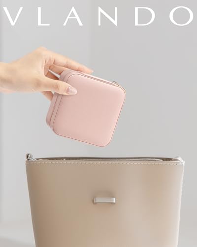 Vlando Small Pink Jewelry Travel Organizer Box for Women