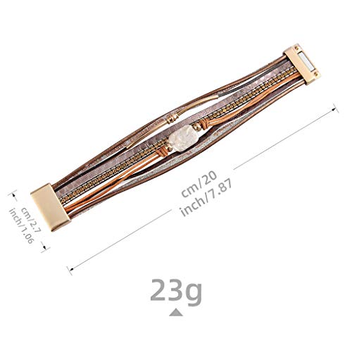 AZORA Baroque Pearl Leather Cuff Bracelet for Women Multi-Layer Leather Wrap Bracelet Magnetic Clasp Cuff Bangle Jewelry Bracelets for Girls Teens