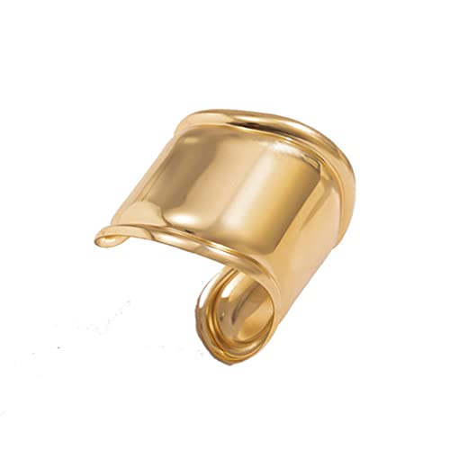 COLORFUL BLING Chunky Gold Silver Open Wide Hammered Wrist Cuff Bangle Adjustable Hollow Leaf Flower Wrap Bracelet for Women Statement Wristband Jewelry-gold irregular polished