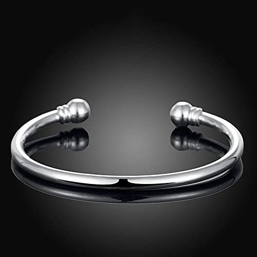 Denchy 925 Silver Bangle Bracelet, Fashion Jewelry Simple Cuff Bangles for Women Mom Wife Valentine Mothers day Gift (1pcs)