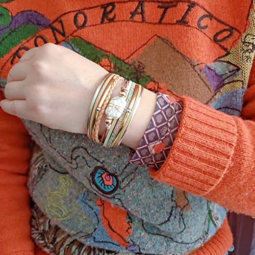 GelConnie Womens Leather Cuff Bracelet Baroque Pearl Boho Wrap Cuff Bracelets Gold Tube Bangle Infinity Wrap Bracelet Handmade Wristbands Jewelry Bohemian Gift for Women, Mother