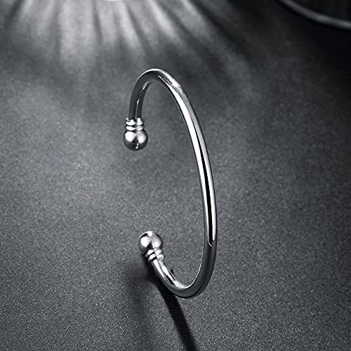 Denchy 925 Silver Bangle Bracelet, Fashion Jewelry Simple Cuff Bangles for Women Mom Wife Valentine Mothers day Gift (1pcs)