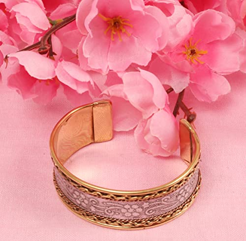 Touchstone NEW Indian Bollywood Desire Beautifully Created Floral Braided Patterns Stylish Wrist Enhancer 1 Inch Free Size Designer Jewelry Cuff Bracelet in Gold Silver Tones for Women.