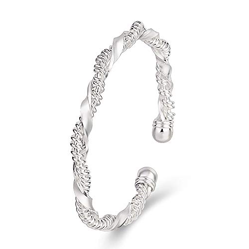 Sterling Silver Bangle Bracelets for Women,Fashion Jewelry Simple Adjustable 925 Silver Cuff Bangles for Women Mom Wife Valentine Mothers Day Gift