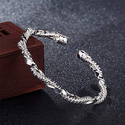 Sterling Silver Bangle Bracelets for Women,Fashion Jewelry Simple Adjustable 925 Silver Cuff Bangles for Women Mom Wife Valentine Mothers Day Gift