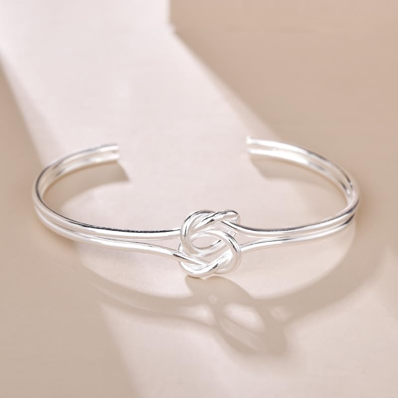 Abiotp Sterling Silver Bangle Bracelets for Women 925 silver Cuff Bracelet Adjustable Jewelry Fashion Simple Open Bangles Cuff Jewelry for Women Mom Wife Mothers Day Valentine Gift (Bracelet - C3)