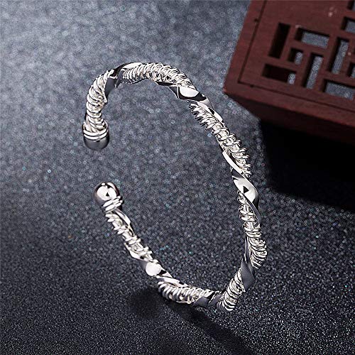 Sterling Silver Bangle Bracelets for Women,Fashion Jewelry Simple Adjustable 925 Silver Cuff Bangles for Women Mom Wife Valentine Mothers Day Gift