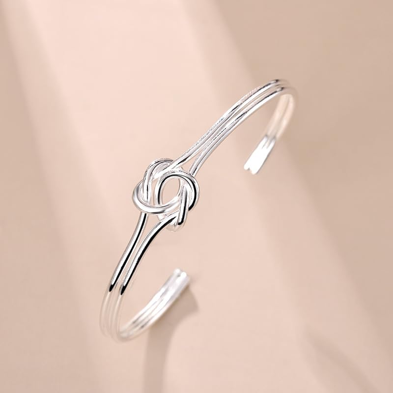 Abiotp Sterling Silver Bangle Bracelets for Women 925 silver Cuff Bracelet Adjustable Jewelry Fashion Simple Open Bangles Cuff Jewelry for Women Mom Wife Mothers Day Valentine Gift (Bracelet - C3)