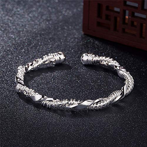 Sterling Silver Bangle Bracelets for Women,Fashion Jewelry Simple Adjustable 925 Silver Cuff Bangles for Women Mom Wife Valentine Mothers Day Gift