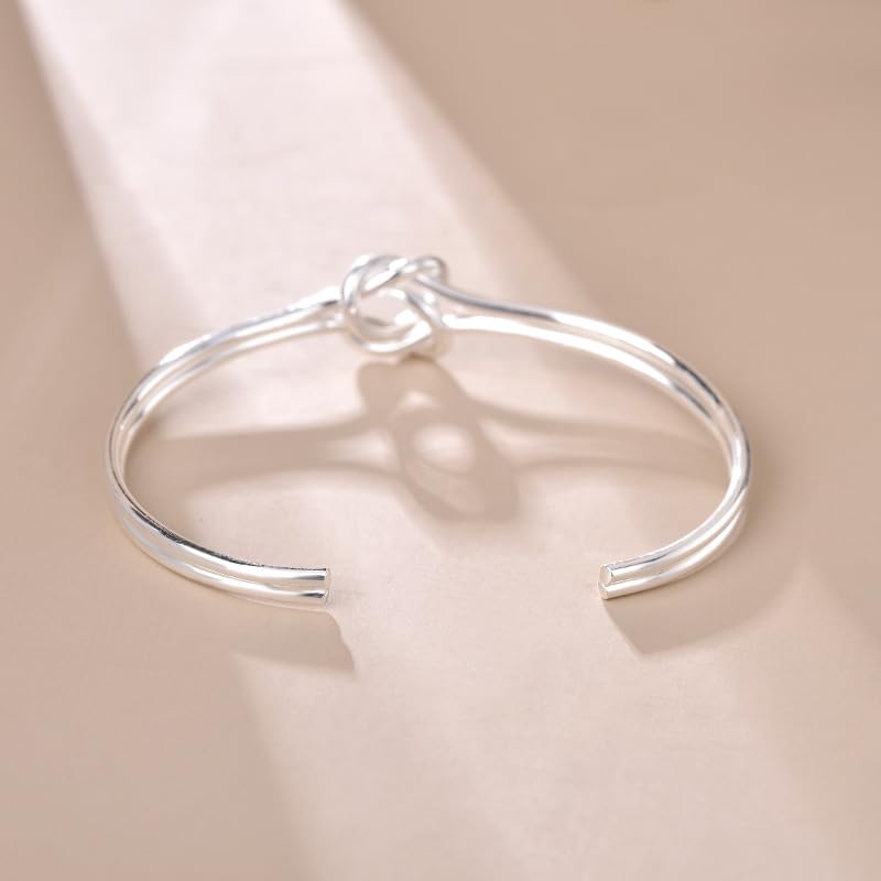 Abiotp Sterling Silver Bangle Bracelets for Women 925 silver Cuff Bracelet Adjustable Jewelry Fashion Simple Open Bangles Cuff Jewelry for Women Mom Wife Mothers Day Valentine Gift (Bracelet - C3)