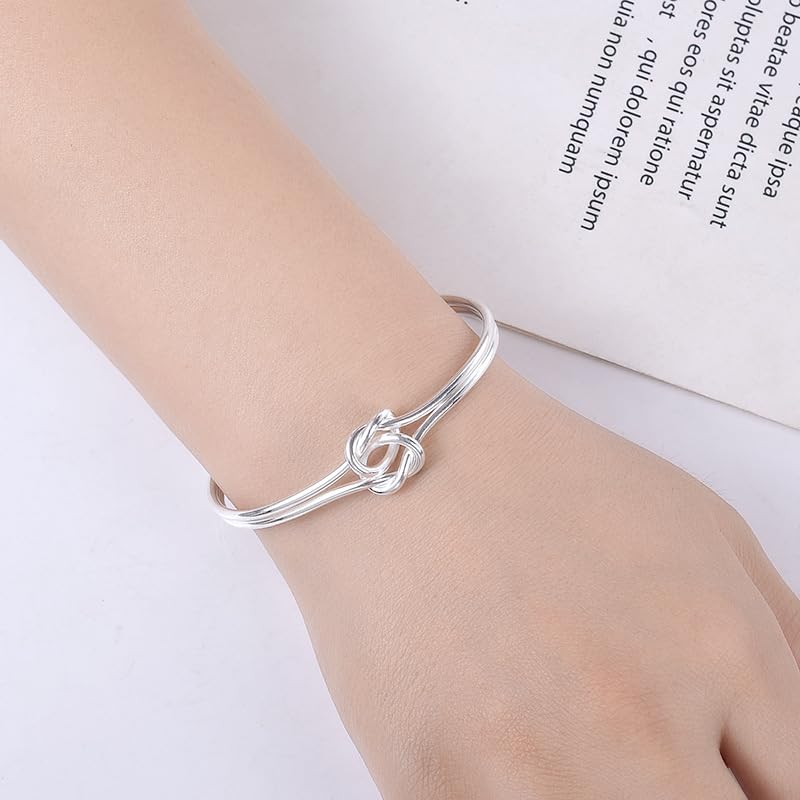 Abiotp Sterling Silver Bangle Bracelets for Women 925 silver Cuff Bracelet Adjustable Jewelry Fashion Simple Open Bangles Cuff Jewelry for Women Mom Wife Mothers Day Valentine Gift (Bracelet - C3)